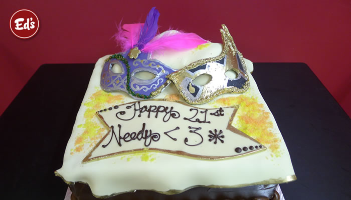 21st Masks Birthday Cake
