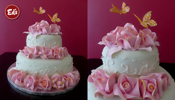 Butterfly & Roses Wedding Cake