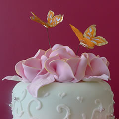 Butterfly & Roses Wedding Cake