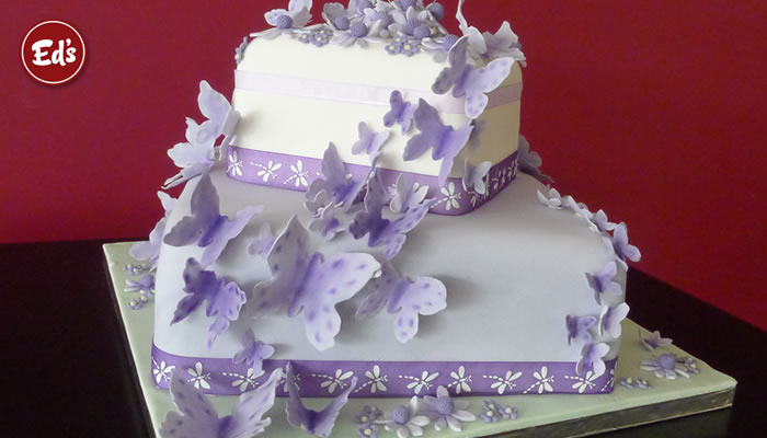 Purple Butterfly Wedding Cake