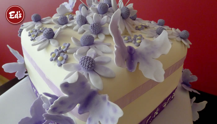 Purple Butterfly Wedding Cake